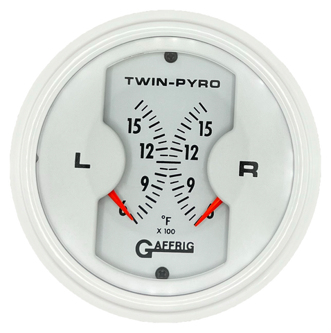 Gaffrig Performance | 6526 | 3 INCH MECHANICAL DUAL PYROMETER GAUGE 600 - 1600 F WHITE