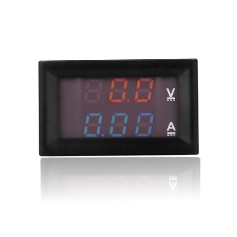 DC 0-100V 10A Digital Voltmeter Ammeter Detector Red+Blue Dual LED Display Voltage Current Meter Panel Amp Volt Gauge 0.28"